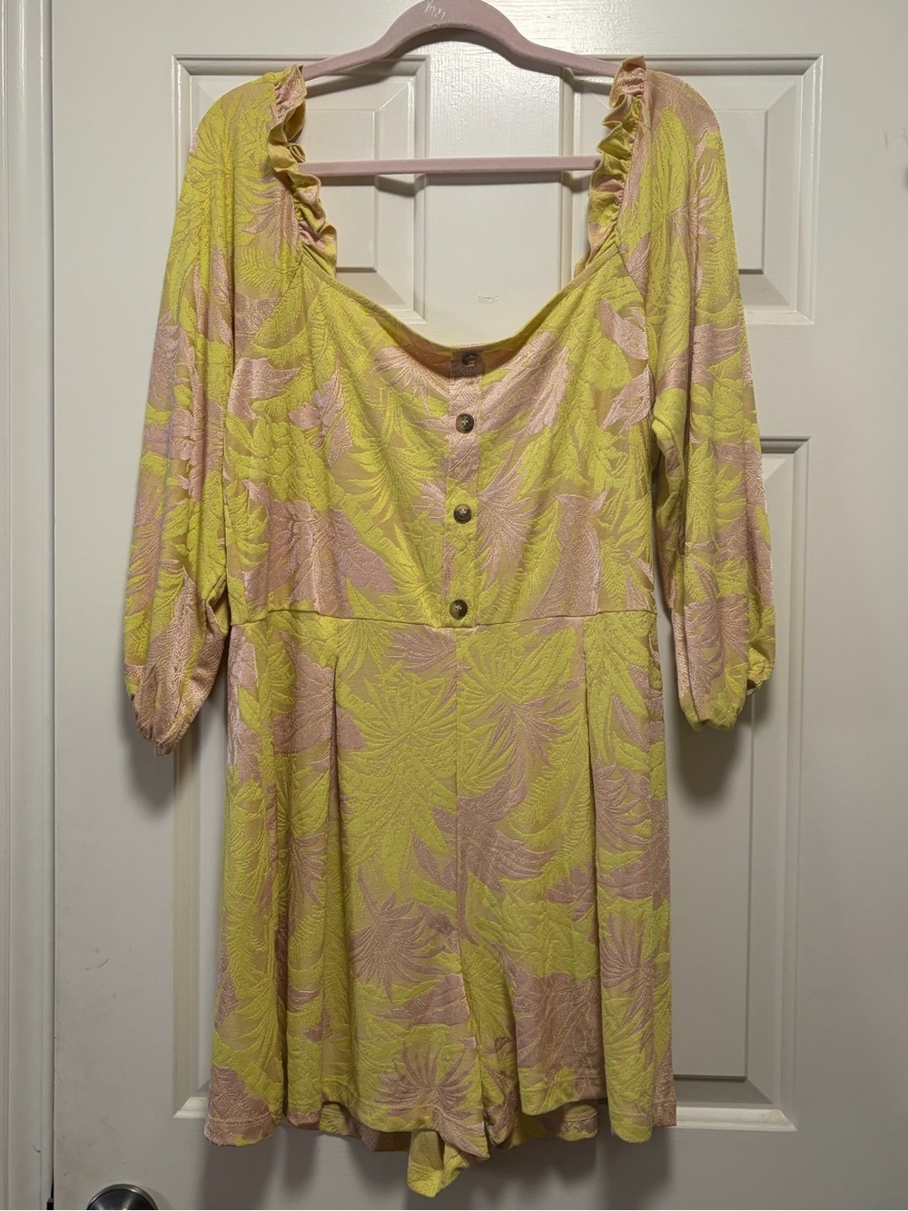 ASOS Yellow and Pink Floral Ruffle-Trim Romper